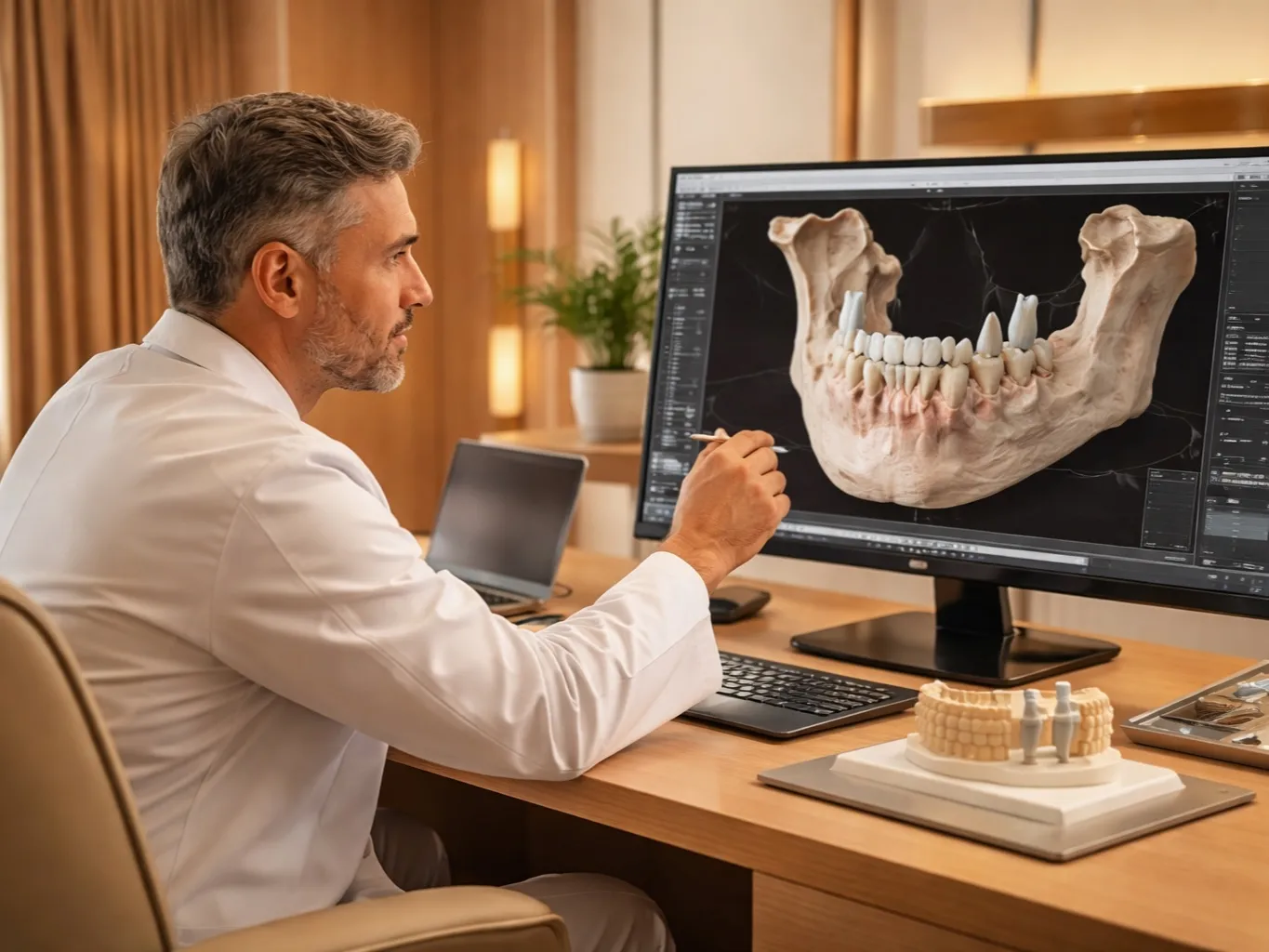 Planning an implant on a 3D dental scan